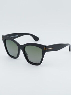 Tom Ford Elvira FT1217 01R Sunglasses Black Cat Eye Frame,Green Polarized Lenses
